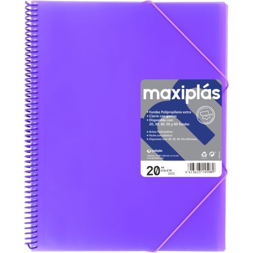 CARPETAS A4 30 FUNDAS A4 ESPIRAL MAXIPLAS VIOLETA