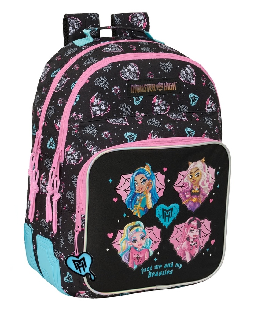 MOCHILA DOBLE ADAPTABLE CARRO MONSTER HIGH 32x42x15cm