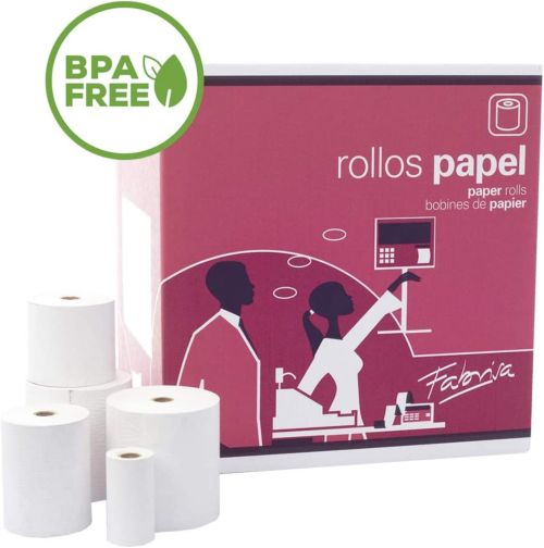 [18117] PACK 10 ROLLOS PAPEL TERMICO SIN BPA 57X45X12MM FABRISA