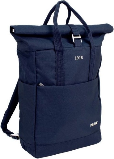 [624302SNCB] MOCHILA CON CIERRE SUPERIOR ENROLLABLE SERIE 1918 AZUL MAR.