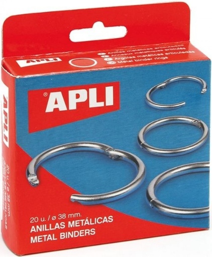 [00452] C/20 ANILLAS METALICAS 25MM ARTICULADAS APLI