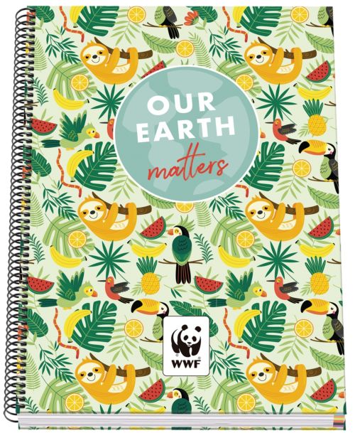 CUADERNO A4 100H 90G T.EXTRADURA CUAD 5X5 WWF TROPIC