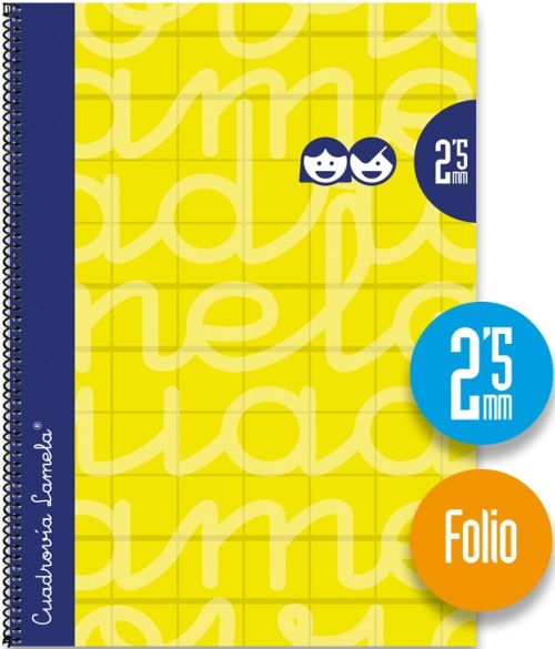 CUADERNO ESPIRAL Fº 80H 90G 2,5MM AMARILLO CUADROVIA EXTRAD