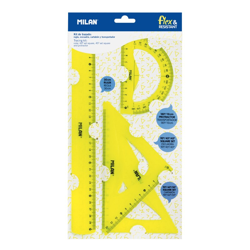 ESTUCHE DE DIBUJO FLEXIBLE 4 PIEZAS 30CM AMARILLO