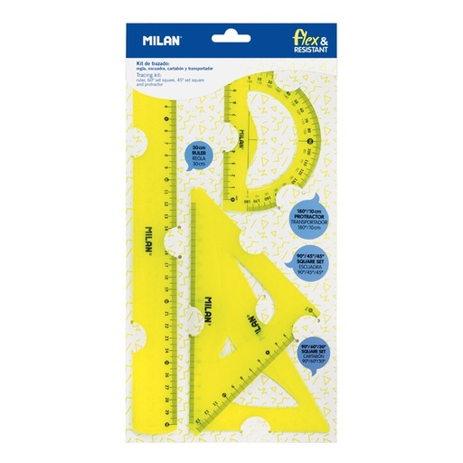 [359801Y] ESTUCHE DE DIBUJO FLEXIBLE 4 PIEZAS 30CM AMARILLO