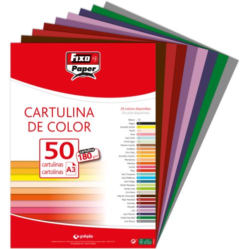 PAQ/50 CARTULINAS FIXO A3 180G. MORADO