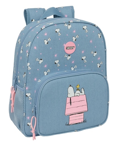 MOCHILA JUNIOR ADAPTABLE CARRO SNOOPY 32x38x12cm