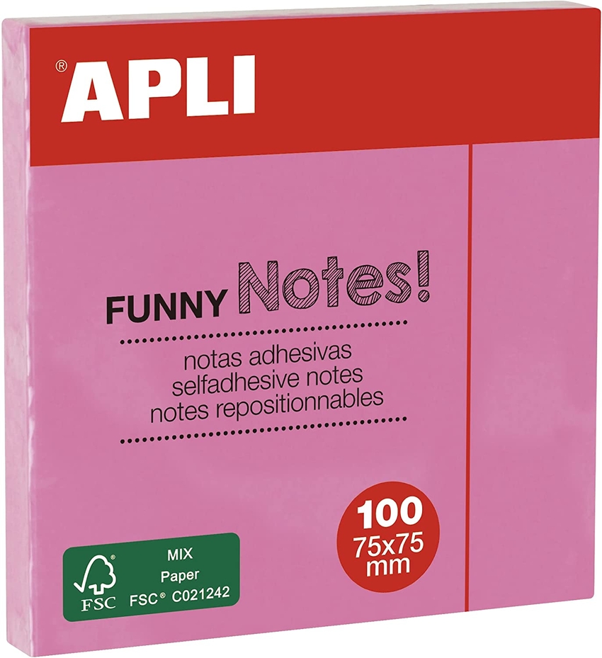 PACK 12 NOTAS ADHESIVAS 75X75MM ROSA PASTEL