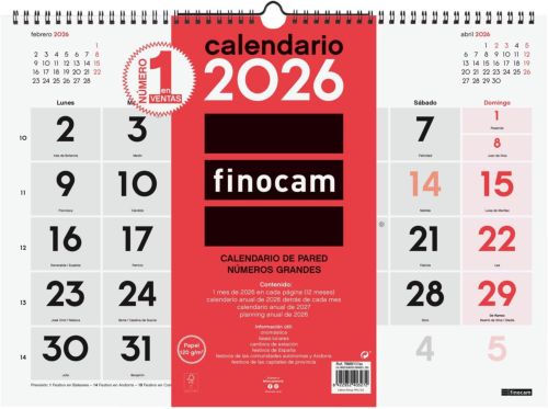CALENDARIO PARED 2026 NUMEROS GRANDES L