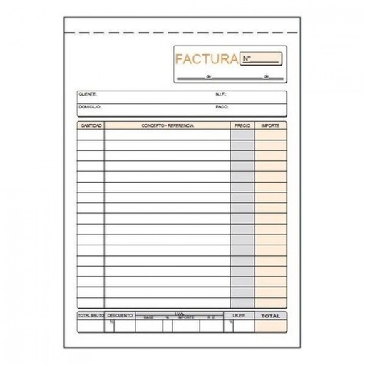 [T-63] PAQ/10 TALONARIOS DE FACTURAS 1/4 NATURAL DUPLICADO AUTOCO