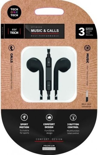 [TEC1002] AURICULARES ERGONOMICOS EARTECH TECH ONE TECH NEGRO