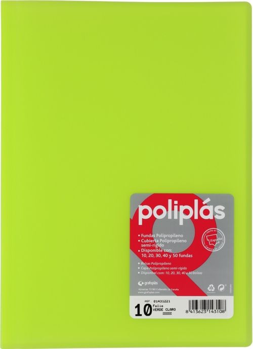 CARPETA Fº 40 FUNDAS SOLDADAS TRANSLUCIDAS VERDE CLARO