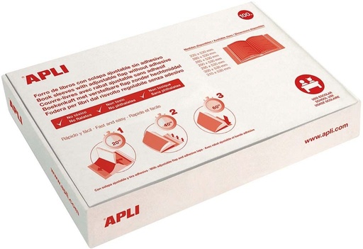 [12485] C/100 FORRO LIBROS AJUSTABLE 22X53CM PVC 130 MICRAS APLI