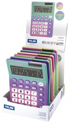 [159706SN] CAJA EXPOSITORA 6 CALCULADORAS 12 DIGITOS SUNSET
