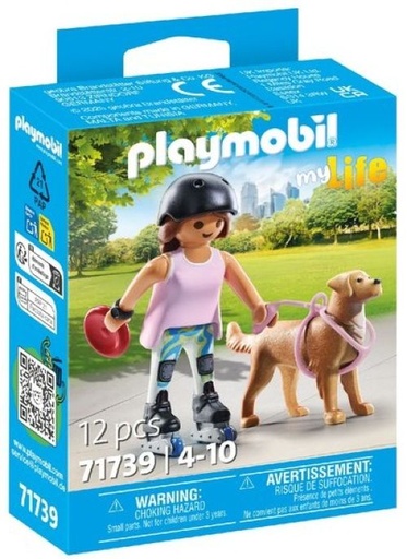 PATINADORA CON RETRIEVER PLAYMOBIL