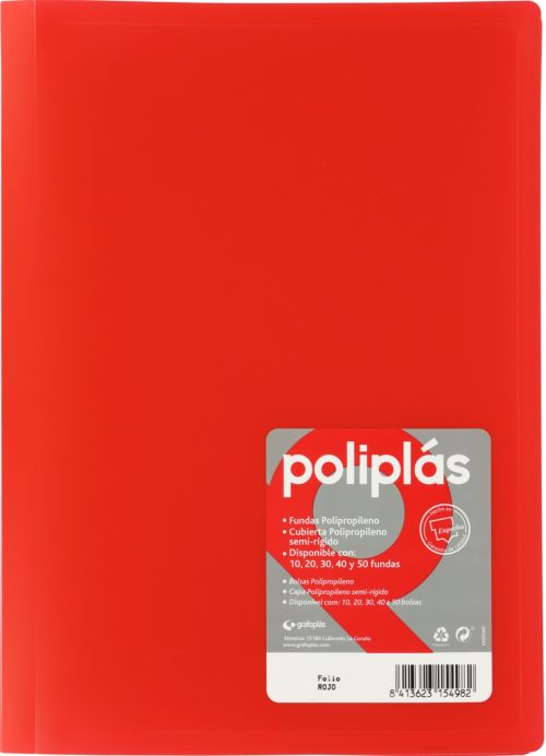 CARPETA Fº 40 FUNDAS SOLDADAS OPACAS ROJO POLIPLAS