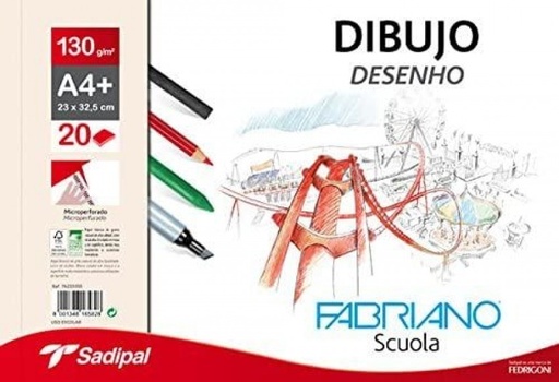 [F76233350] Bloc dibujo fabriano espiral a4+ 20h 130g. liso microperforado