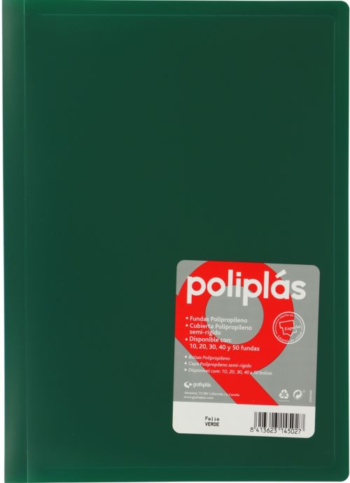 CARPETA Fº 10 FUNDAS SOLDADAS OPACAS VERDE POLIPLAS