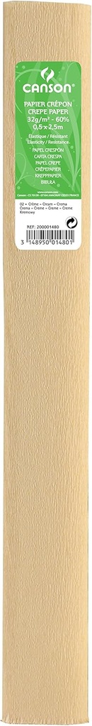 PAQ/10 ROLLO CONTINUO PAPEL CRESPON 50X250CM CREMA 32G