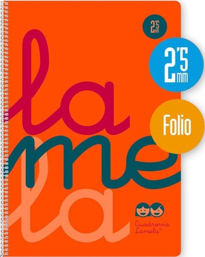 CUADERNO ESPIRAL Fº 80H 90G 2,5MM NARANJA CUADROVIA PP.