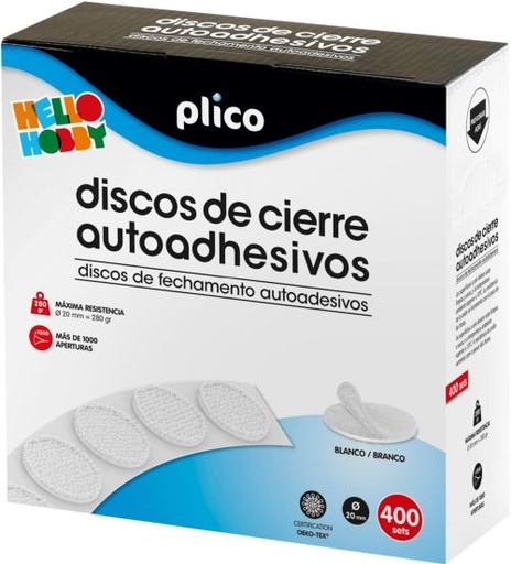[13334] Discos de cierre textil autoadheivos color blanco 20mm/400 unidades