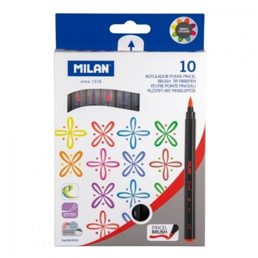 ESTUCHE 10 ROTULADORES PUNTA PINCEL MILAN