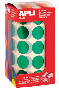 ROLLO GOMETS REDONDO VERDE METALIZADO AUTOADHESIVOS 20MM