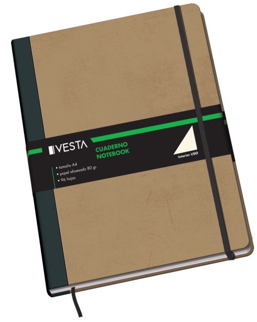Cuaderno cartone a4 80g 96h liso cierre con goma