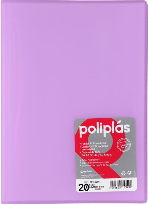 CARPETA Fº 50 FUNDAS SOLDADAS TRANSLUCIDAS LAVANDA SOFT