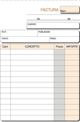 [T-68] PAQ/10 TALONARIOS DE FACTURAS 1/8 NATURAL DUPLICADO AUTOCOP