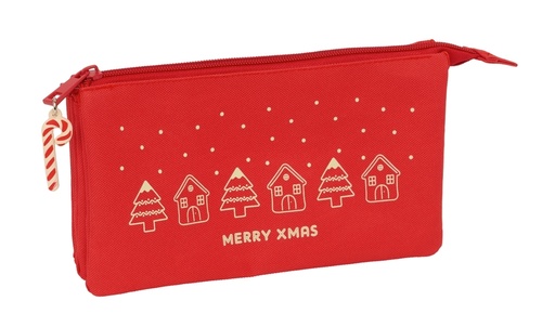 PORTATODO TRIPLE CASITAS MERRY XMAS 22x12x3cm