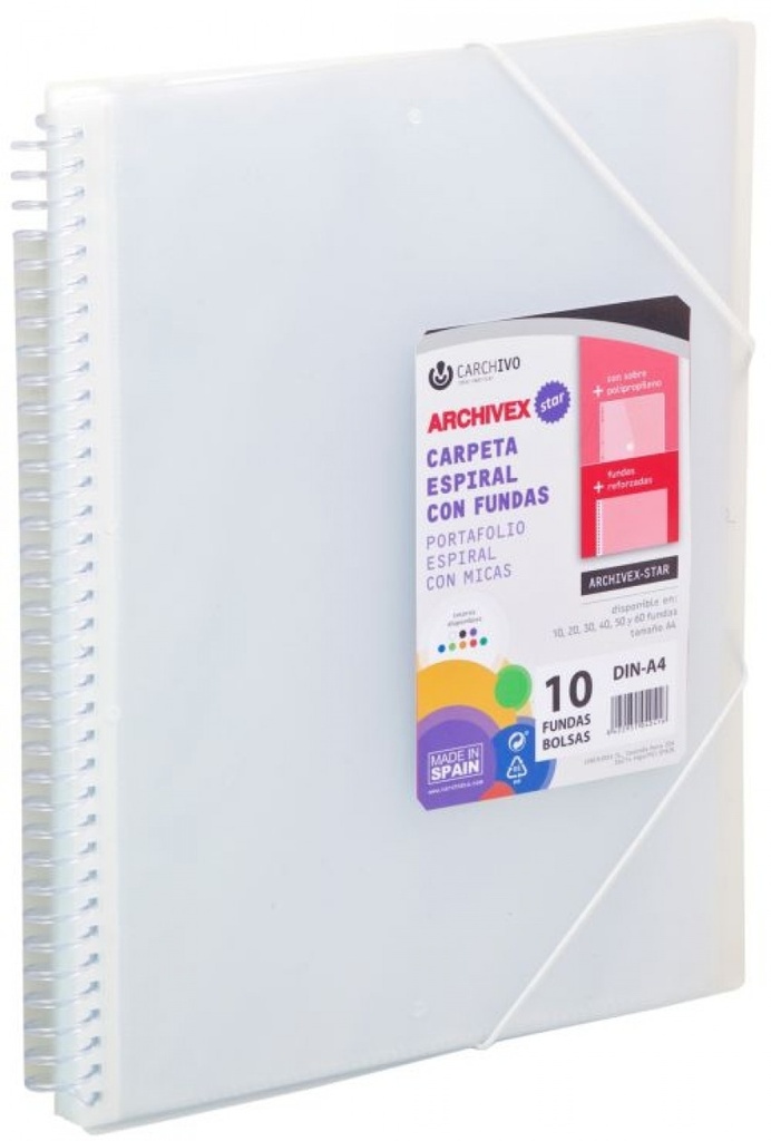 CARPETA 60 FUNDAS A4 ESPIRAL ARCHIVEX STAR TRANSPARENTE