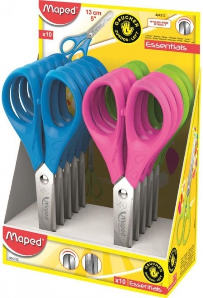 EXP 10 TIJERA ESCOLAR 13CM ZURDOS ESSENTIALS MAPED