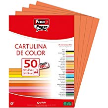 PAQ/50 CARTULINAS FIXO A4 180G. MANDARINA