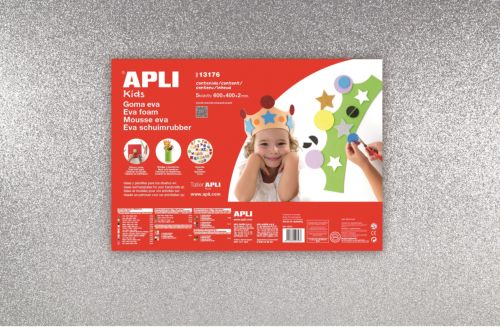 [13176] PACK 3 LAMINAS GOMA EVA PURPURINA PLATA 40X60 2MM
