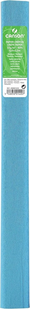 Paq/10 rollo continuo papel crespon 50x250cm turquesa 32g