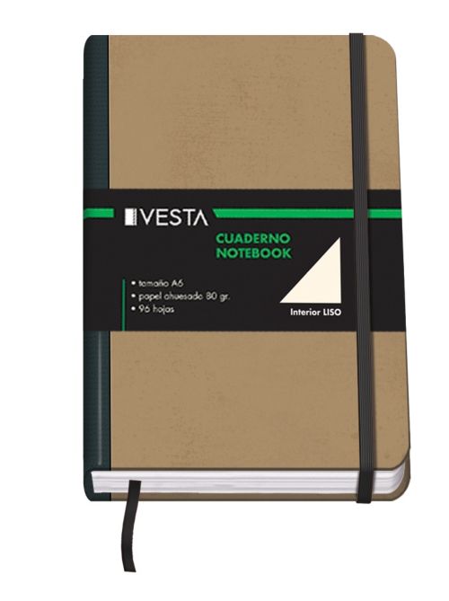 [10643] CUADERNO CARTONE A6 80G 96H LISO CIERRE CON GOMA
