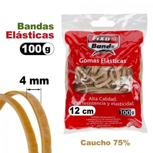 Caja 100g bandas elásticas nº12 Fixo 4mm x 12cm