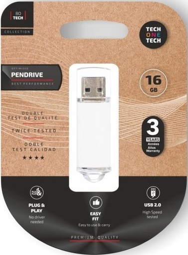 [TEC3005-16] PENDRIVE 16GB USB 2.0 BLANCO