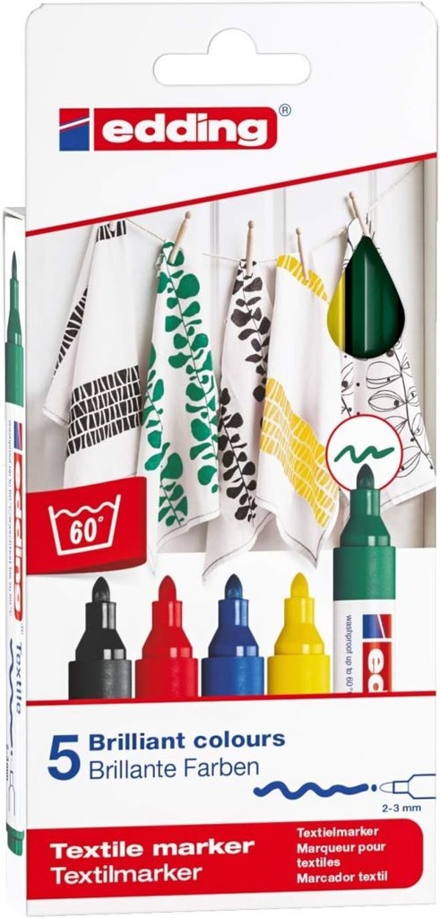 ESTUCHE 5 ROTULADOR EDDING 4500 TEXTIL SURTIDO PERMANENTE