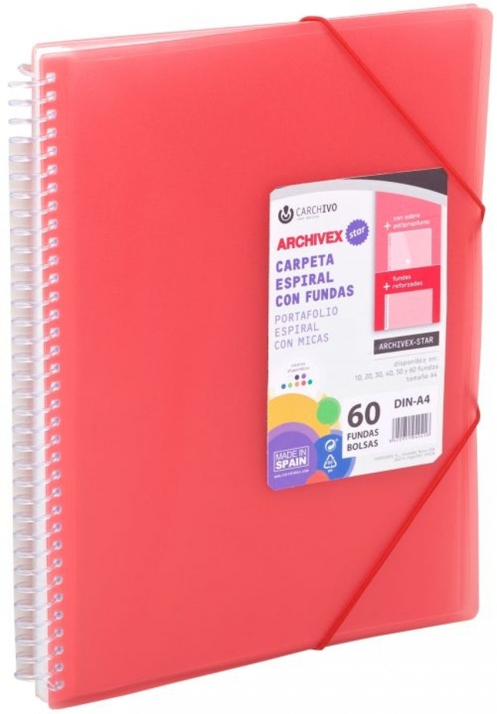 CARPETA 40 FUNDAS A4 ESPIRAL ARCHIVEX STAR ROJO CARCHIVO