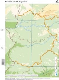 Paq/50 mapas extremadura fisico mudos