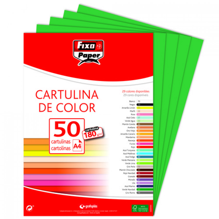 Paq/50 cartulinas fixo a4 180g. verde navidad