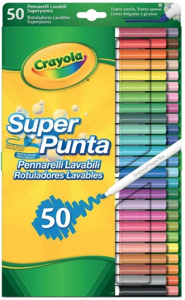 ESTUCHE 50 ROTULADORES SUPER LAVABLES MAXI PUNTA  CRAYOLA