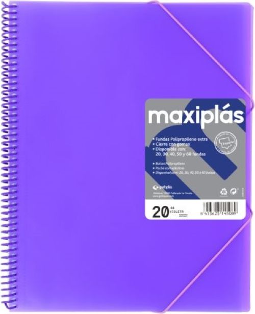 CARPETAS A4 60 FUNDAS A4 ESPIRAL MAXIPLAS VIOLETA