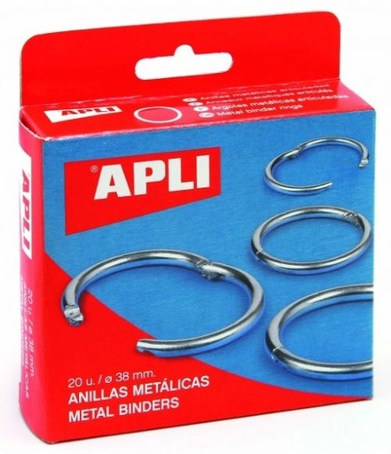 C/20 ANILLAS METALICAS 38MM ARTICULADAS APLI