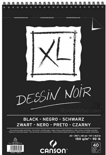 Bloc dessin noir xl a3 40h 150g microperforado