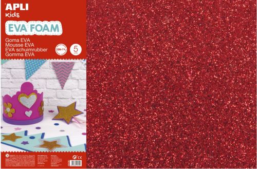 [13172] PACK 3 LAMINAS GOMA EVA PURPURINA ROJO 40X60 2MM