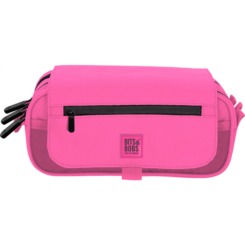 PORTATODO TRIPLE CON SOLAPA B&amp;B FLUOR P ROSA 22,5x12x14cm