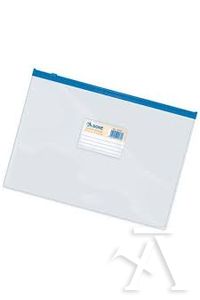 [99470] BOLSA ZIPPER Fº APAISADO PVC TRANSPARENTE CIERRE AZUL
